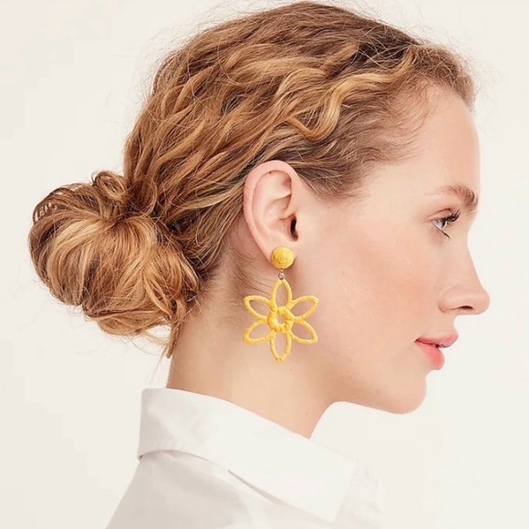 NWT J. Crew Wrapped Flower Statement Earrings, Floral Boho Hippie J.Crew Factory - Picture 3 of 13